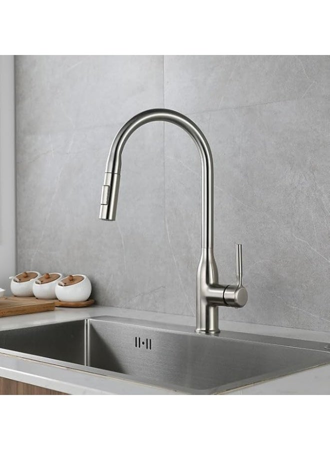 CM R1048S Pull-Out Kitchen Faucet – Brushed Nickel Finish with Dual Spray Modes & Modern Design - Image 2
