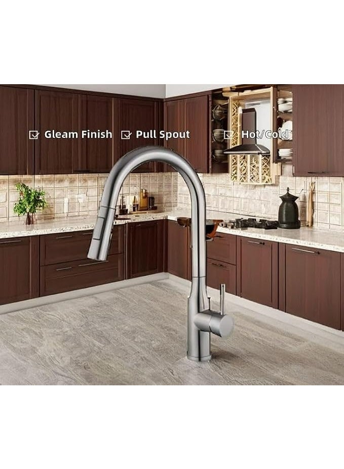 CM R1048S Pull-Out Kitchen Faucet – Brushed Nickel Finish with Dual Spray Modes & Modern Design - Image 4