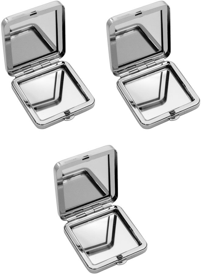 Stephanie Imports Set of 3 Double Sided Magnifying Compact Slim Mirrors (Sky Blue & Rhinestone Butterfly, Square) - Image 2