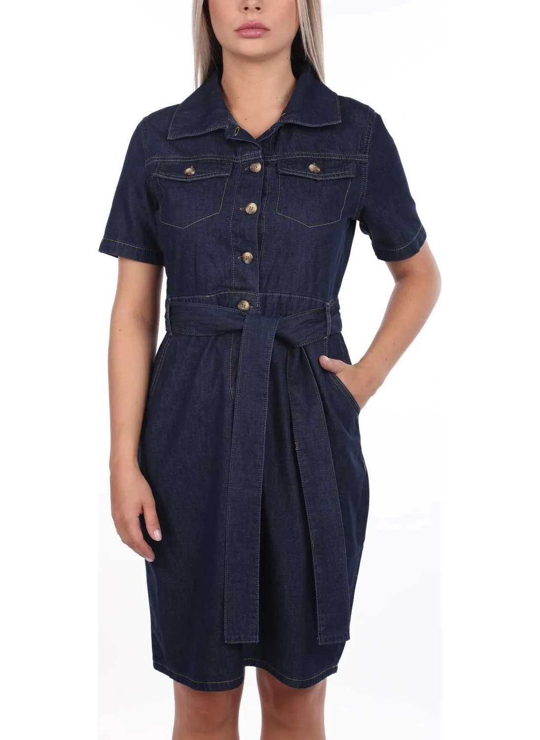 Banny Jeans Belt Detailed Jean Dress