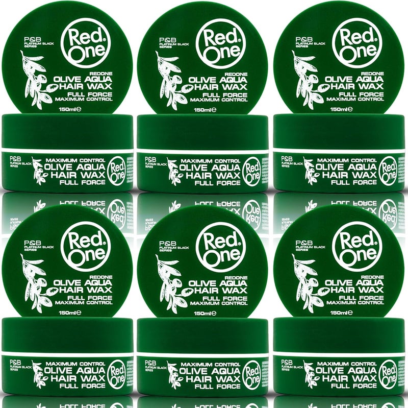 RedOne Hair Styling Wax Olive 6x150 ml Strong Hold Maximum Control Texturizing Matte Finish Fresh Olive Scent Professional Men Women Hair Styling Wax 6 PCS