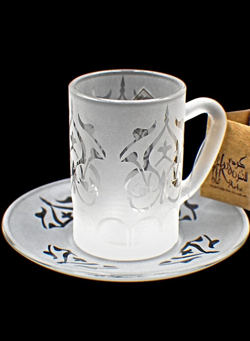 KuduArts Tea cups with saucers glass set of 6 pieces - Image 3