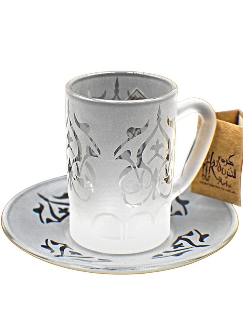 KuduArts Tea cups with saucers glass set of 6 pieces - Image 2