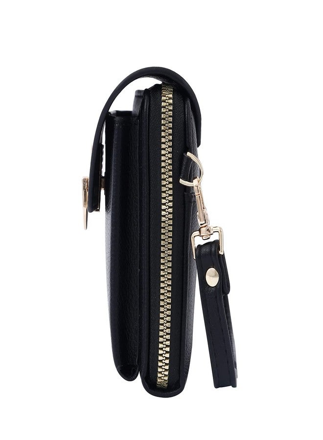 EVVE Small Crossbody Shoulder Bag For Women, Cell Phone Wallet Purse with Multiple Card Slots | Black - Image 4
