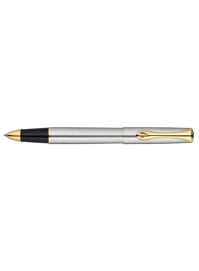 DIPLOMAT Traveller Stainless Steel Gold Roller Ball Pen - Image 1