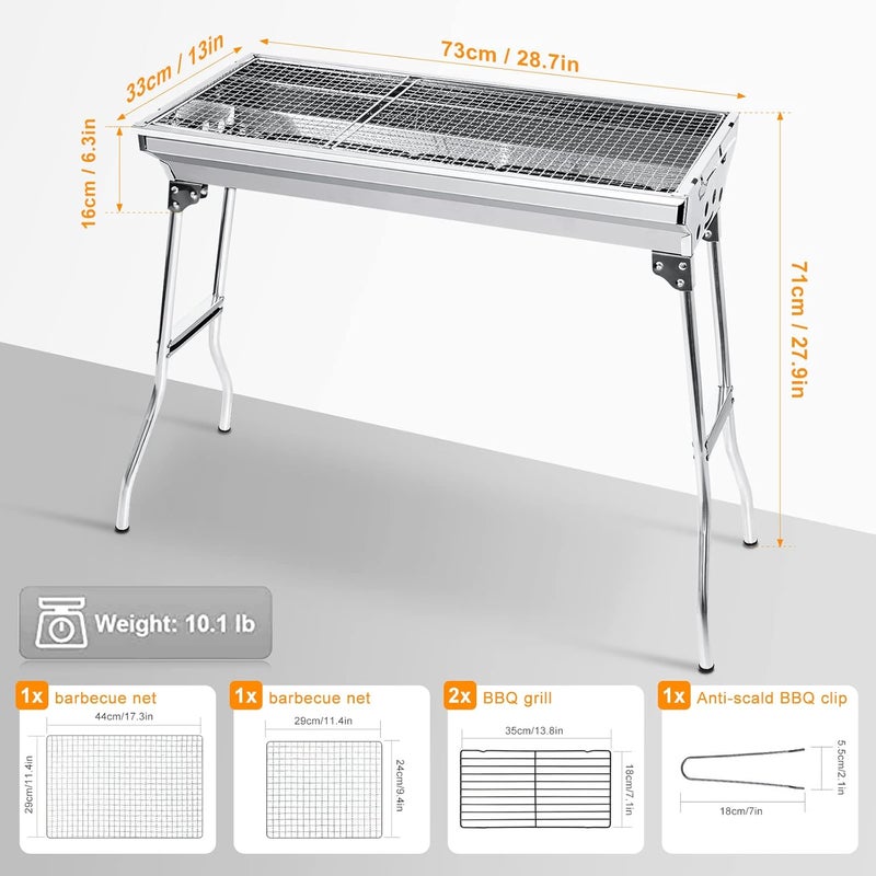 Uten Portable Stainless Steel Folding BBQ Grill for Outdoor Charcoal Cooking, Camping, Hiking, Picnics - Image 5