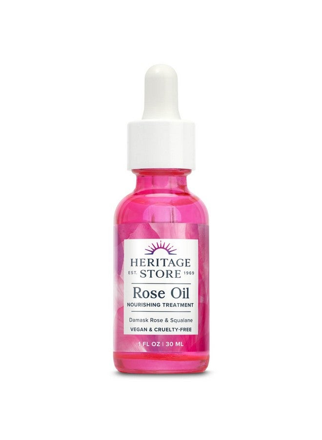HERITAGE STORE Rose Oil Nourishing Treatment - Hydrating Face Oil for a Natural Glow - Dry to Combination Skin Care w/ Organic Rosehip Seed Oil, Damask Rose, Squalane Oil, Vegan, 60-Day Guarantee, 1oz - Image 1