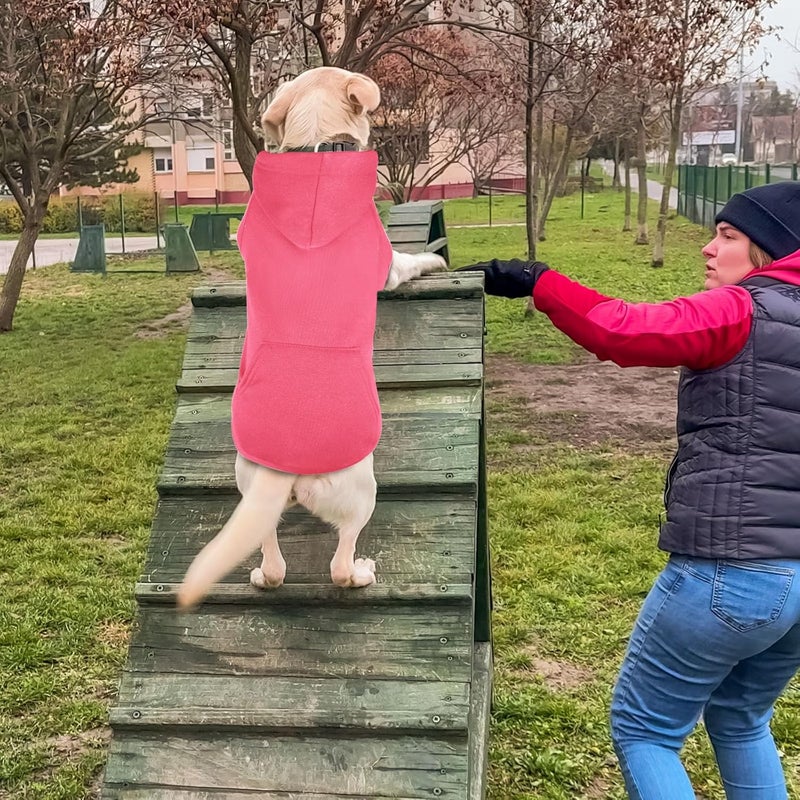 Waoduld Dog Sweaters,Dog Hoodie,Cozy Fleece Interior Sweatshirt with Hood & Pocket,Leash Hole,Pet Clothes Sweater for Small,Medium,and Large Dogs,Pink&XL - Image 5