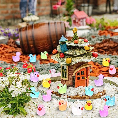 DULEFUN 200pcs Luminous Mini Resin Duck 10 Colors Little Small Ducks Glow in The Dark Duck Figures for Dollhouse Aquarium Decor Micro Fairy Garden Landscape Hide and Seek Prank Toys - Image 4