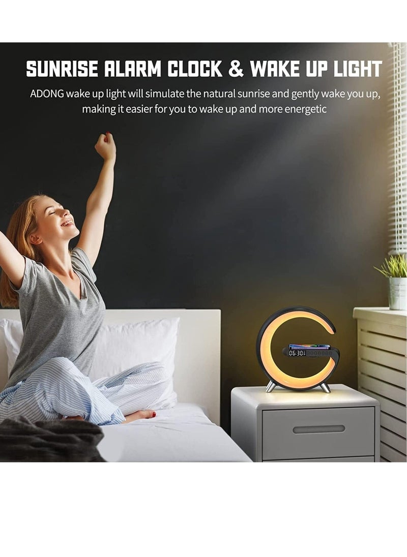 Smart Bluetooth Speaker with Wireless Phone Charger - Multifunctional RGB Night Light  Alarm Clock, App-Controlled Smart Desk Lamp - Image 2