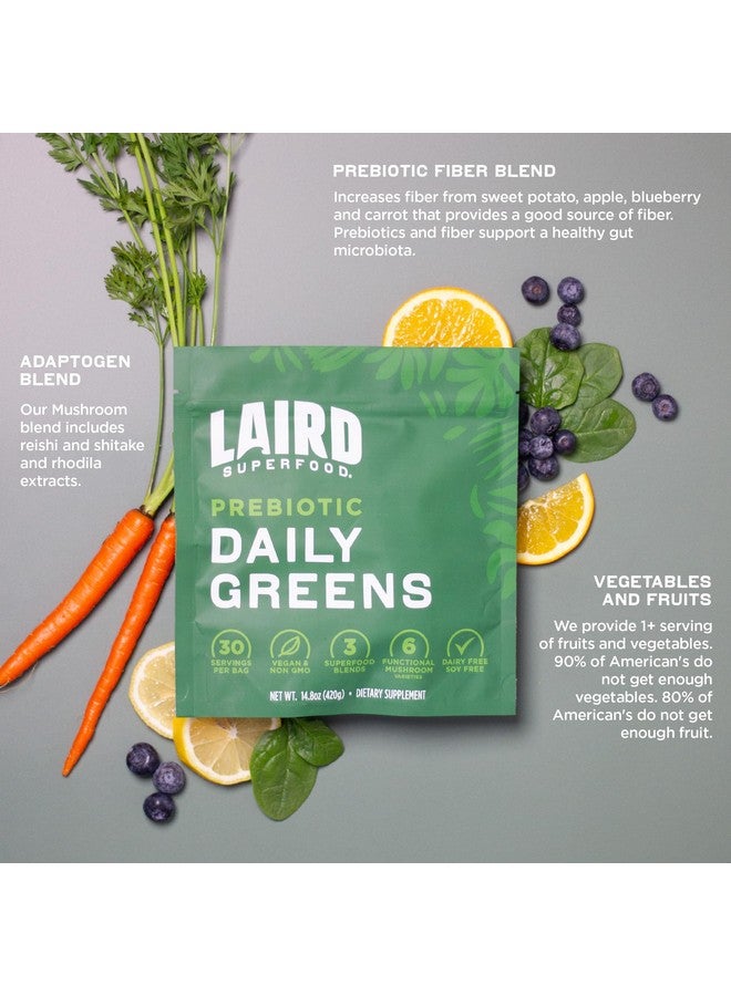 Laird Superfood Laird Superfood Prebiotic Daily Greens Powder - Essential Vitamins & Minerals - Prebiotic Fiber, Adaptogen and Fruits & Vegetables - Supports Gut Health - Non-GMO, Vegan - 14.8 oz Bag, Pack of 1  - Image 4
