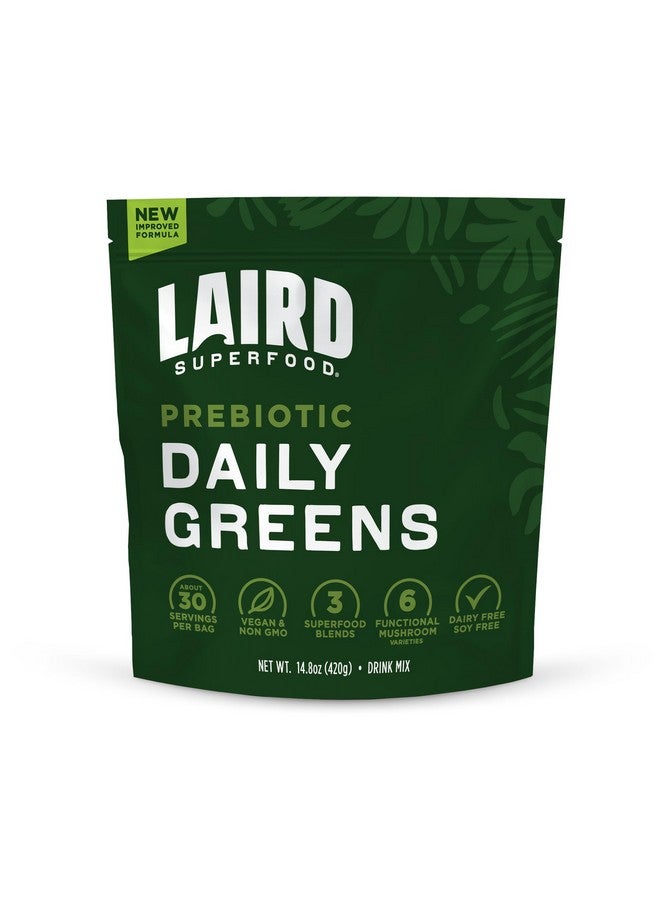 Laird Superfood Laird Superfood Prebiotic Daily Greens Powder - Essential Vitamins & Minerals - Prebiotic Fiber, Adaptogen and Fruits & Vegetables - Supports Gut Health - Non-GMO, Vegan - 14.8 oz Bag, Pack of 1  - Image 1