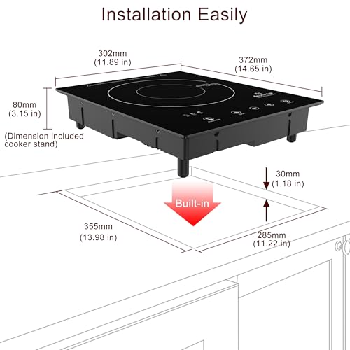 Duxtop Built-in Induction Cooktop, Portable Countertop Burner, Sensor Touch Induction Burner, 170-Minute Timer, Safety Lock, 1800W BT-200T1/8600BI - Image 5