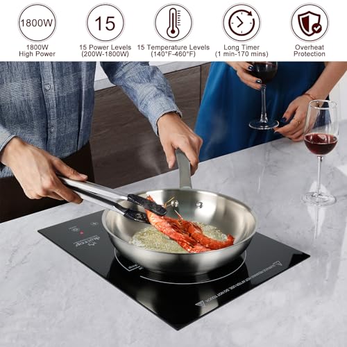 Duxtop Built-in Induction Cooktop, Portable Countertop Burner, Sensor Touch Induction Burner, 170-Minute Timer, Safety Lock, 1800W BT-200T1/8600BI - Image 2