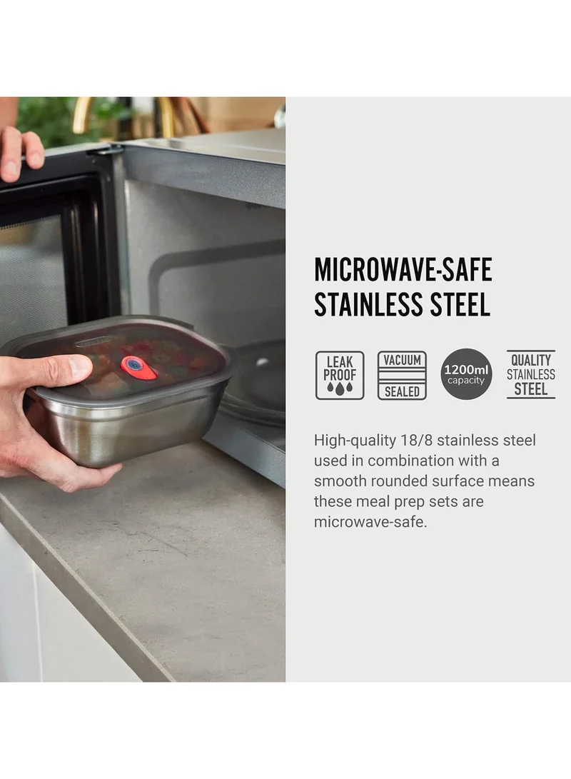 Black and Blum Microwave Safe Stainless Steel Food Box 600ml