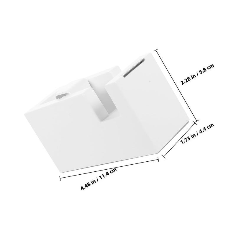 Small White Office Tape Dispenser Holder Desktop Cutter For Supplies - Image 3