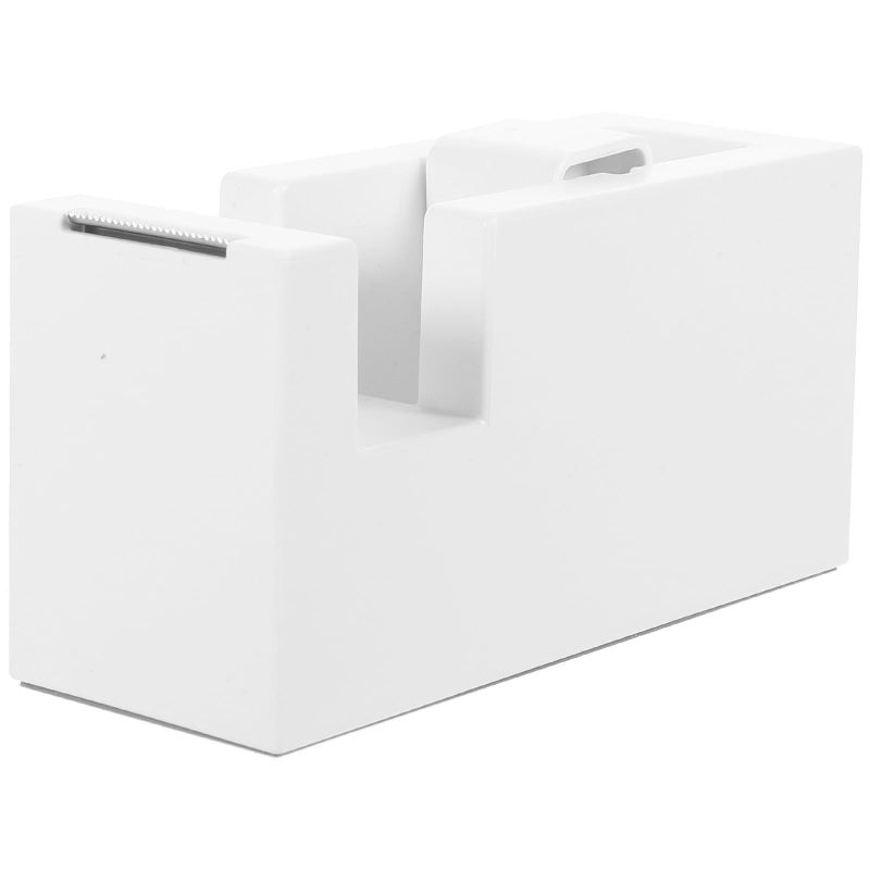 Small White Office Tape Dispenser Holder Desktop Cutter For Supplies - Image 2