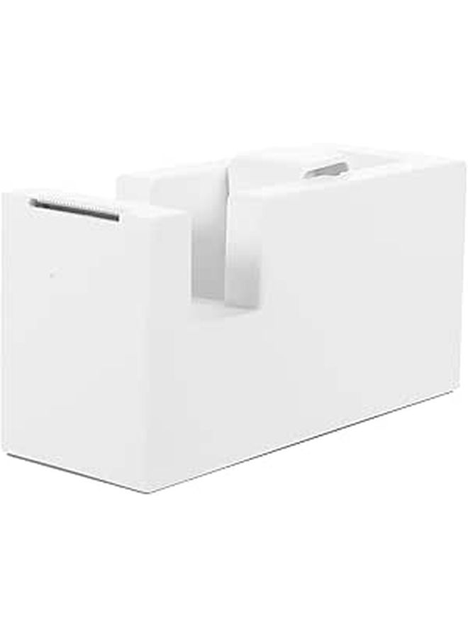Small White Office Tape Dispenser Holder Desktop Cutter For Supplies - Image 1