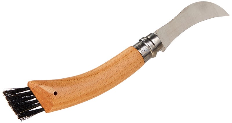 Opinel No. 08 Mushroom Knife â€“ Pick + Clean Mushrooms, Beechwood Handle, Integrated Brush, Curved Sandvik Steel Blade, Made in France - Image 4