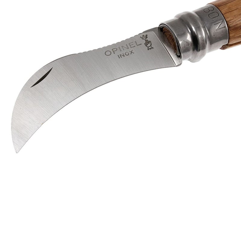 Opinel No. 08 Mushroom Knife â€“ Pick + Clean Mushrooms, Beechwood Handle, Integrated Brush, Curved Sandvik Steel Blade, Made in France - Image 3