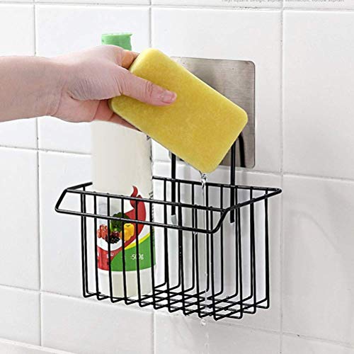 KOYET Stainless Steel Wall Hanging Bathroom Shower Caddy Basket Shelf for Bathroom Sink Sponge Holder, Shampoo, Cosmetic Liquid and Toothbrush Holder with Kitchen Towel Rack Stand- Black - Image 1