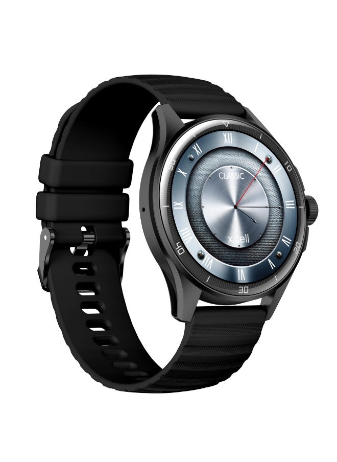 Xcell Xcell Classic6 Smartwatch, 1.43" AMOLED Display, Bluetooth Calling, 2 Premium Straps, Heart-Rate/BP/SpO₂, Multi Language, IP68, 7-Day Battery, iOS/Android Compatible- Black Frame with Black Strap  - Image 2