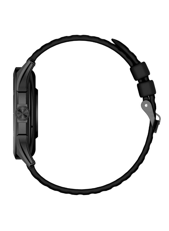 Xcell Classic6 Smartwatch, 1.43" AMOLED Display, Bluetooth Calling, 2 Premium Straps, Heart-Rate/BP/SpO₂, Multi Language, IP68, 7-Day Battery, iOS/Android Compatible- Black Frame with Black Strap