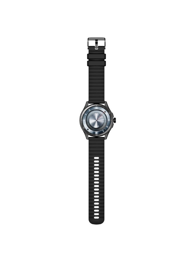 Xcell Classic6 Smartwatch, 1.43" AMOLED Display, Bluetooth Calling, 2 Premium Straps, Heart-Rate/BP/SpO₂, Multi Language, IP68, 7-Day Battery, iOS/Android Compatible- Black Frame with Black Strap