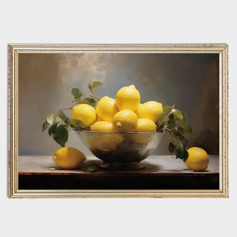 Wallvelart Vintage Lemon Wall Art French Country Still Life Print Canvas Painting Yellow Fruit Pictures Artwork for Wall Antique 16x24inch No Frame - Image 3