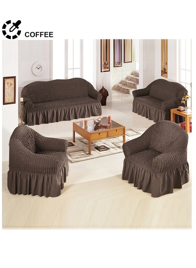 EVORY HOME Sofa Cover 4-Pieces Set of 7-Seater (3+2+1+1) Super Stretchable Anti-Wrinkle Slip Resistant Furniture Protector  - Image 1
