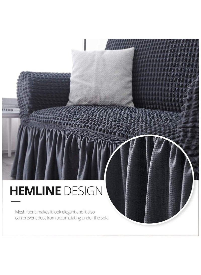 EVORY HOME Sofa Cover 4-Pieces Set of 7-Seater (3+2+1+1) Super Stretchable Anti-Wrinkle Slip Resistant Furniture Protector  - Image 5