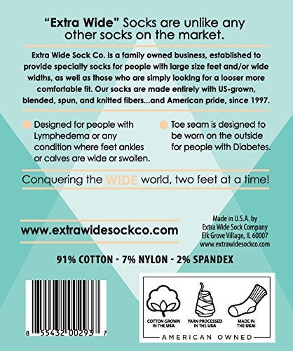 Extra Wide Bariatric Sock for Extreme Lymphedema Calf stretches to 30" (Black) - Image 2