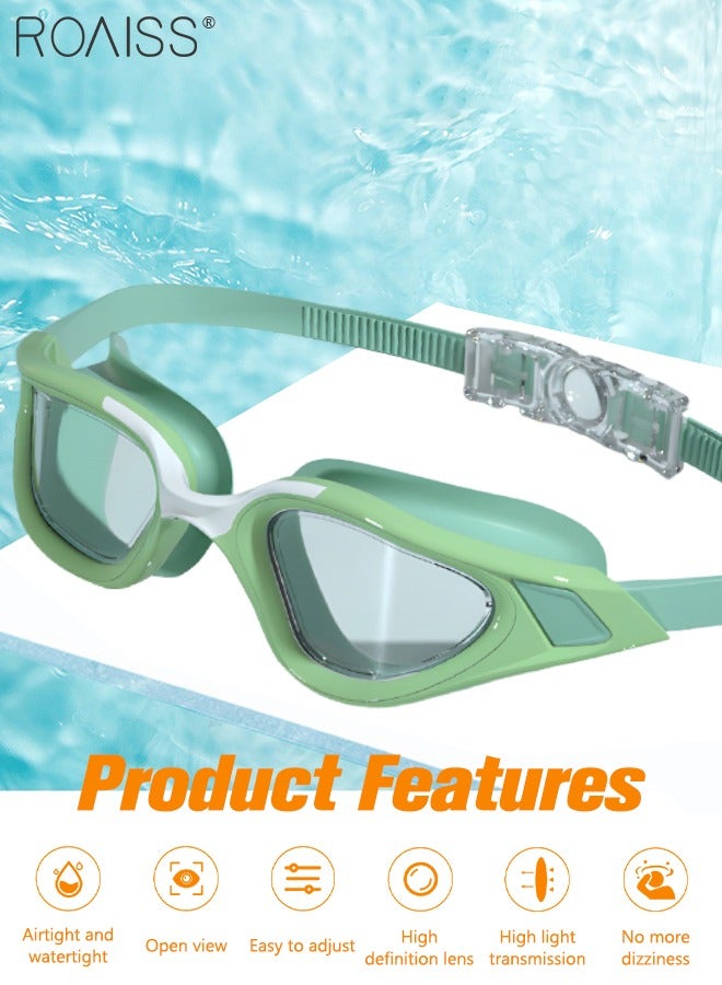 roaiss Swim Goggles for Men Women with Soft Silicone Gasket, Anti-fog No Leaking Clear Vision Pool Goggles, Adjustable Swim Gear Fashion Swimming Glasses, Green - Image 2