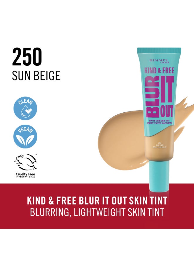 RIMMEL LONDON Kind And Free Blur It Out Mattifying Skin Tint - 250 - Sun Beige, 30Ml - Image 2