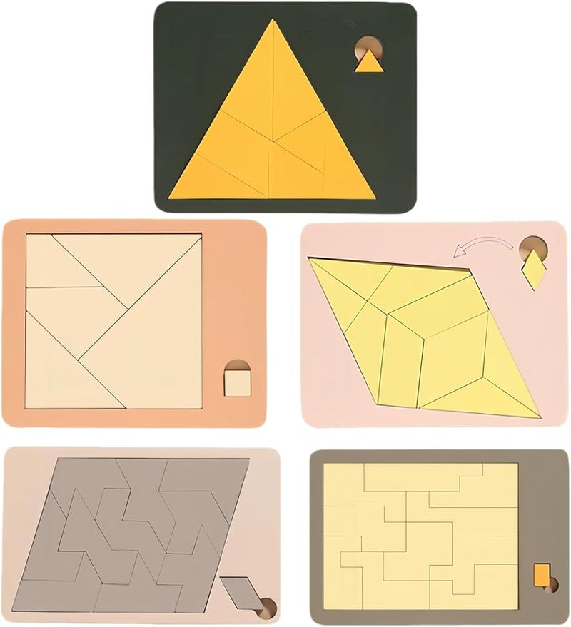 لغز تانغرام الخشبي للكبار والأطفال لعبة تحدي دماغية تعليمية هندسية - Image 1