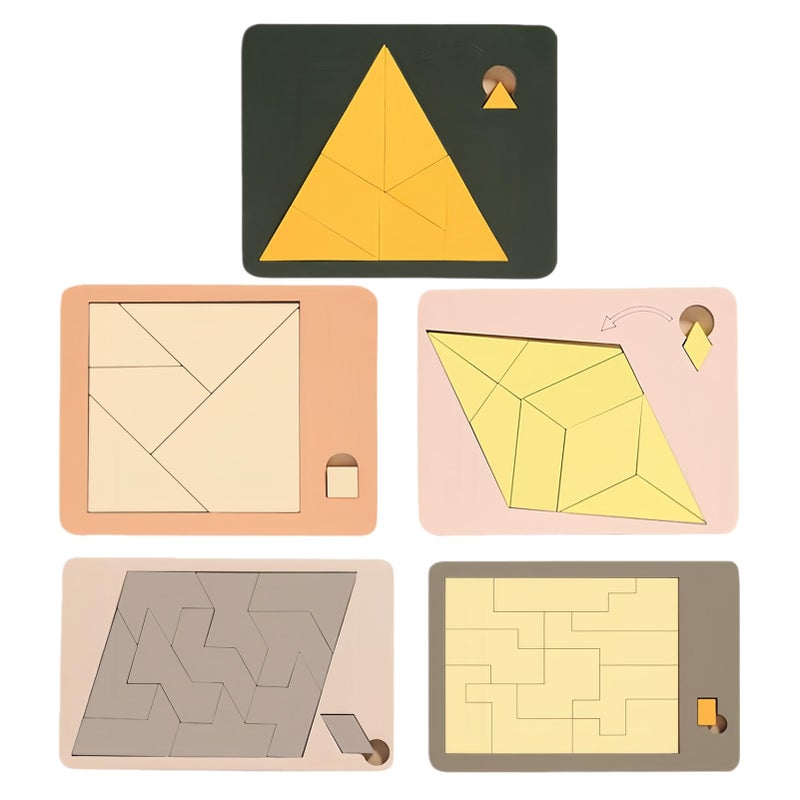 لغز تانغرام الخشبي للكبار والأطفال لعبة تحدي دماغية تعليمية هندسية - Image 2