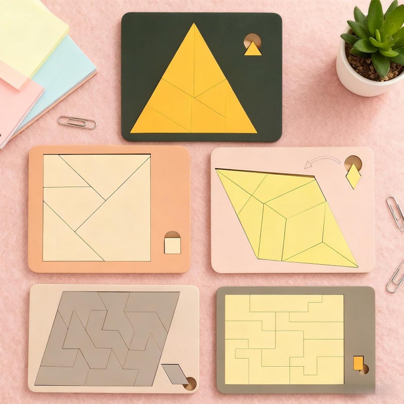 لغز تانغرام الخشبي للكبار والأطفال لعبة تحدي دماغية تعليمية هندسية - Image 4