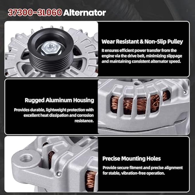 FuseRish 37300-3L060 Alternator 180Amp Compatible with Hyundai Palisade 2020-2023 3.8L, Compatible with KIA Telluride 2020-2022 3.8L Replace Number: 2722099, 601-10129, 373003L060 - Image 4