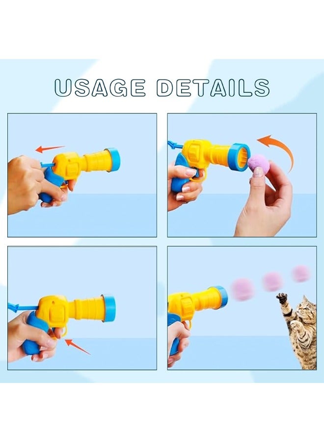 Cat Toys Interactive for Indoor Cats,20pcs Pom Pom Balls with Launcher Set, Kitten Toys for Cats Self Play,Cute Cat Ball Toy Cat Toy Plush Ball Plush Ball Shooting Gun ,Color of the Ball is Random - Image 2