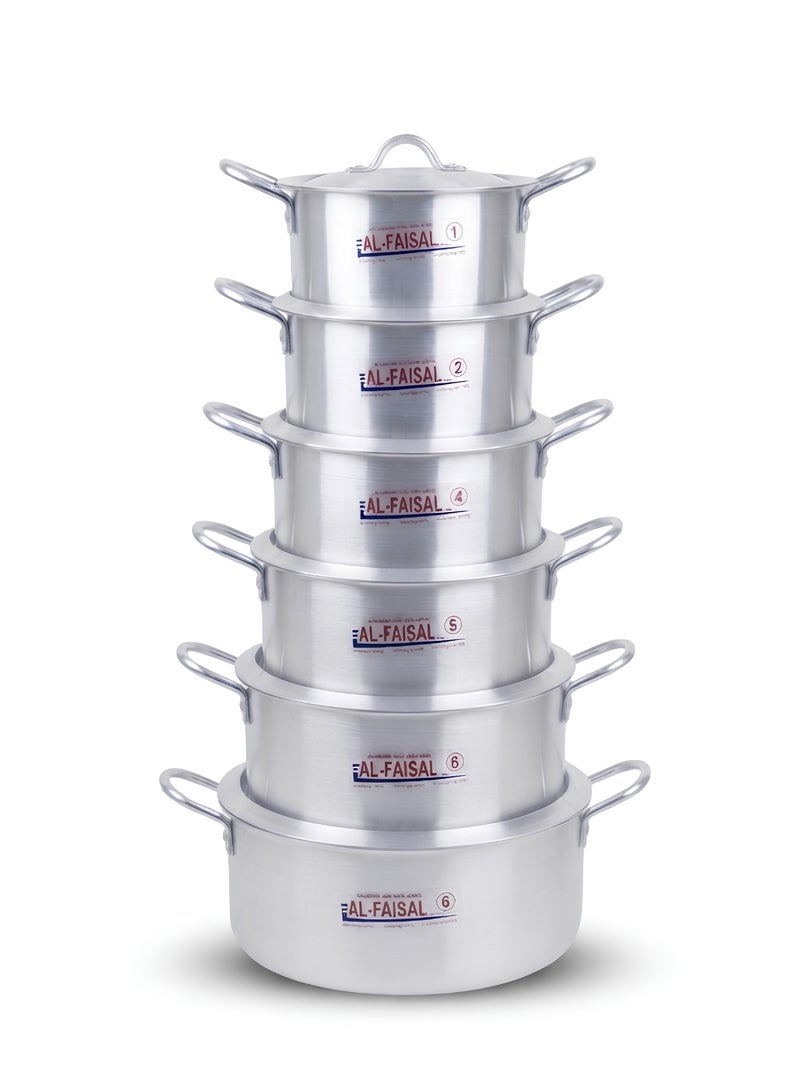6-Piece Aluminum Cooking Pot Set - 22cm to 32cm - Ideal for Large Families & Bulk Cooking - Image 1
