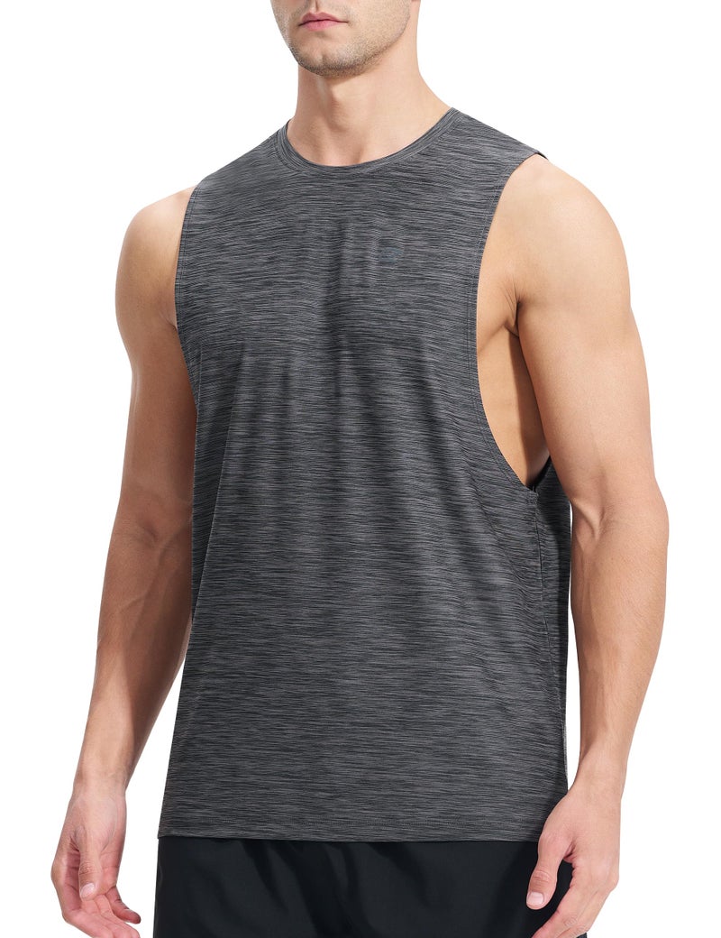 EZRUN Men's Workout Tank Top Gym Muscle Sleeveless Shirts Quick Dry Athletic Bodybuilding Stringers - Image 2