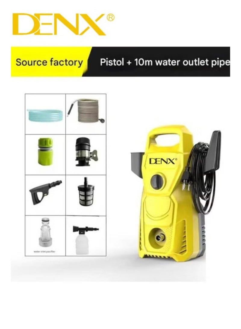 دينكس غسالة ضغط كهربائية محمولة قوية 1600 واط – جهاز تنظيف للسيارات، المنزل والحديقة مع مسدس رش، خرطوم 1.5 متر، خزان صابون وإبرة تنظيف - Image 2
