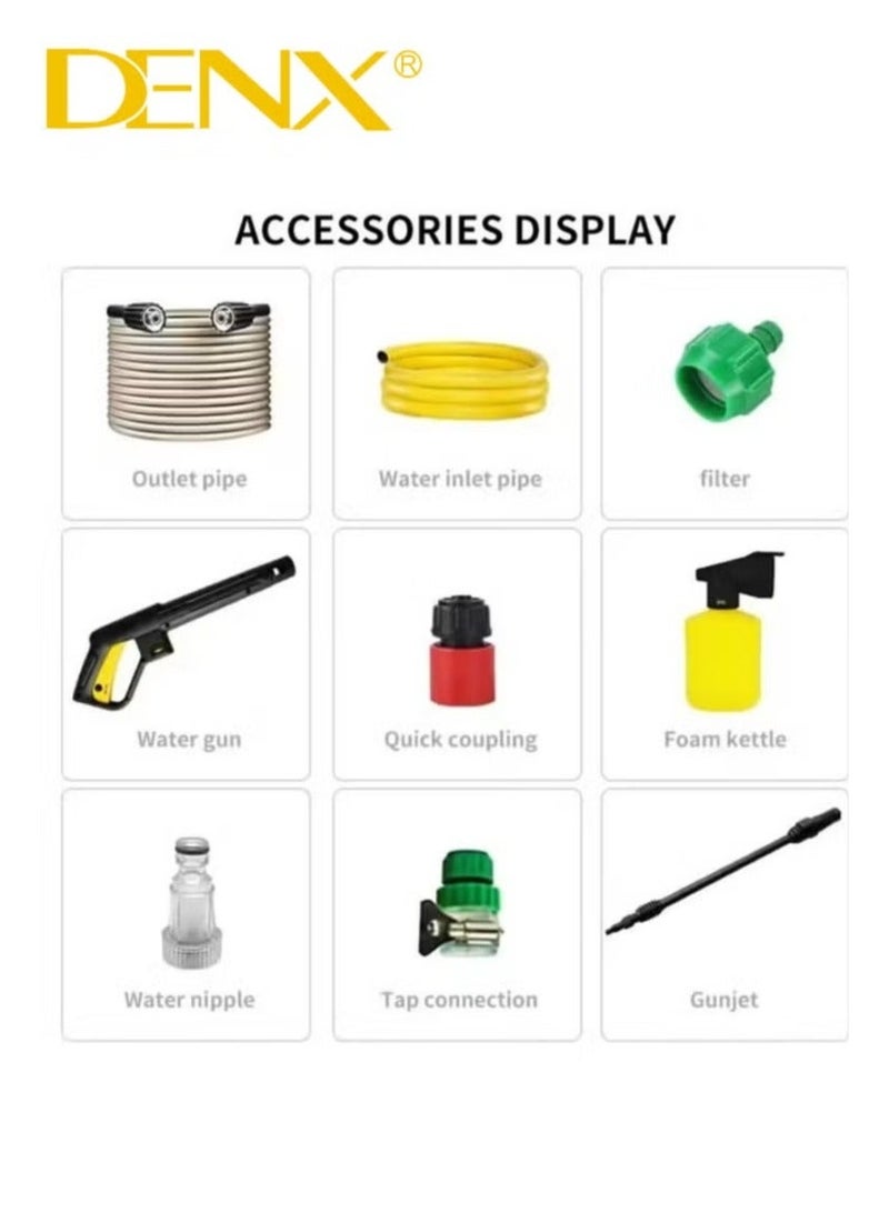 دينكس غسالة ضغط كهربائية محمولة قوية 1600 واط – جهاز تنظيف للسيارات، المنزل والحديقة مع مسدس رش، خرطوم 1.5 متر، خزان صابون وإبرة تنظيف - Image 5