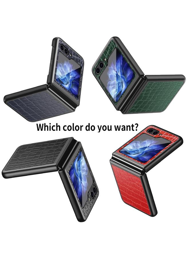 erorex Case For Samsung Galaxy Z Flip5 Crocodile Texture Leather Folding Protective Phone Case - Image 2