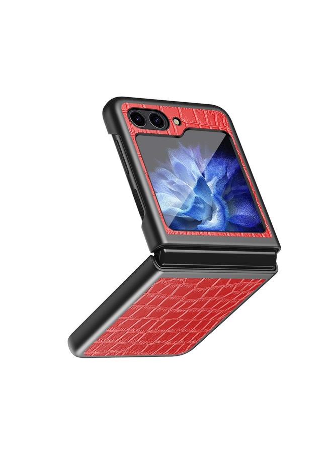 erorex Case For Samsung Galaxy Z Flip5 Crocodile Texture Leather Folding Protective Phone Case - Image 1