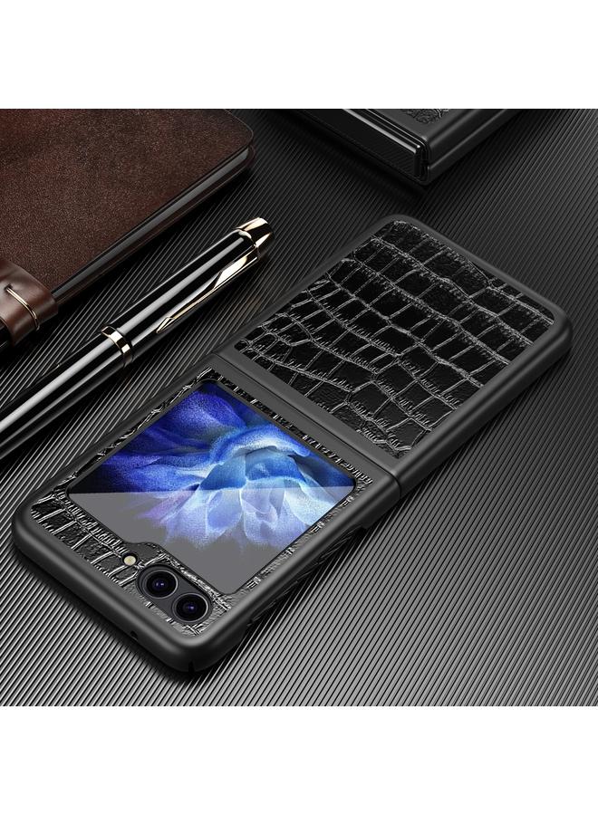 erorex Case For Samsung Galaxy Z Flip5 Crocodile Texture Leather Folding Protective Phone Case - Image 4
