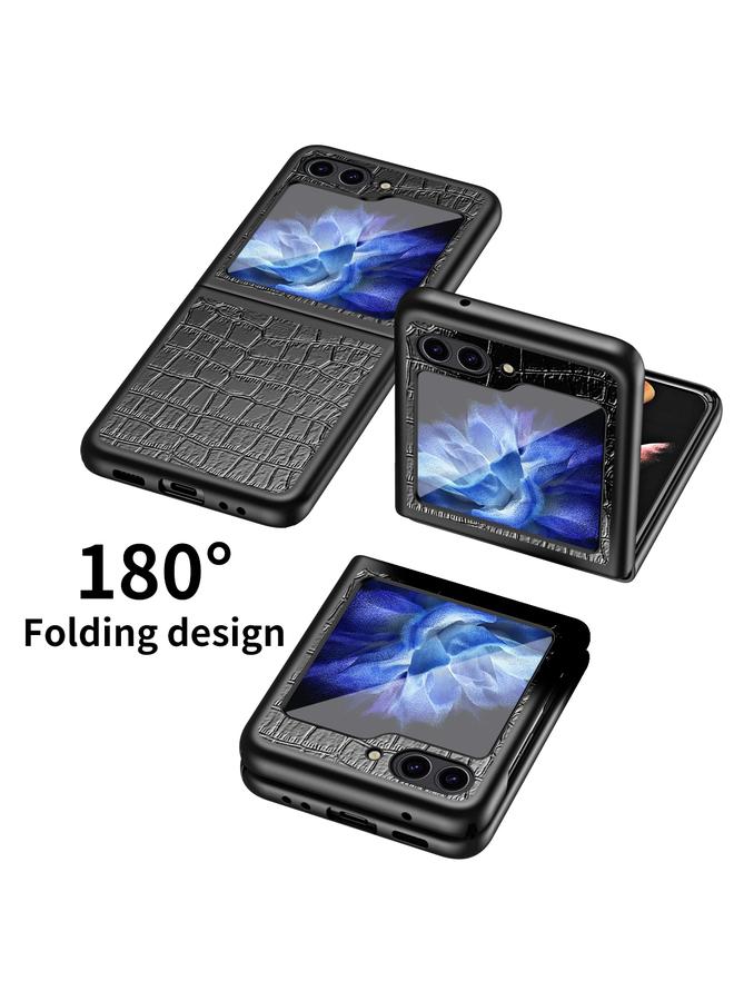 erorex Case For Samsung Galaxy Z Flip5 Crocodile Texture Leather Folding Protective Phone Case - Image 3