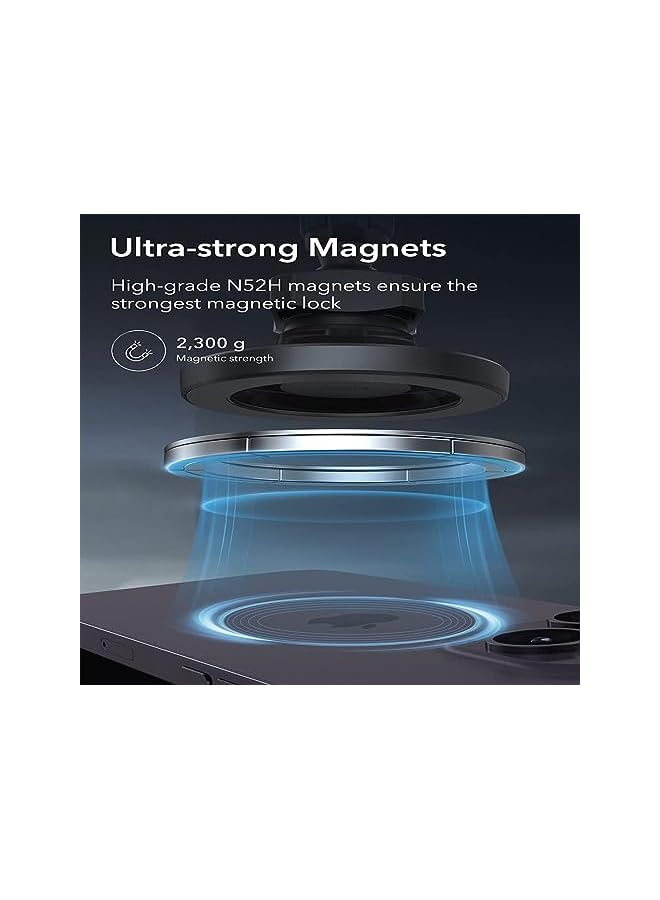 Green Tiger HaloLock Car Mount Magnetic Phone Holder, Does Not Support Charging, Compatible with iPhone 14/14 Plus/14 Pro/14 Pro Max and iPhone 13/12 Series, Metallic Grey - Image 3