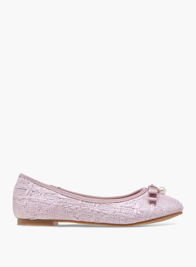 Little Missy Bow Applique Slip-On Ballerina Shoes