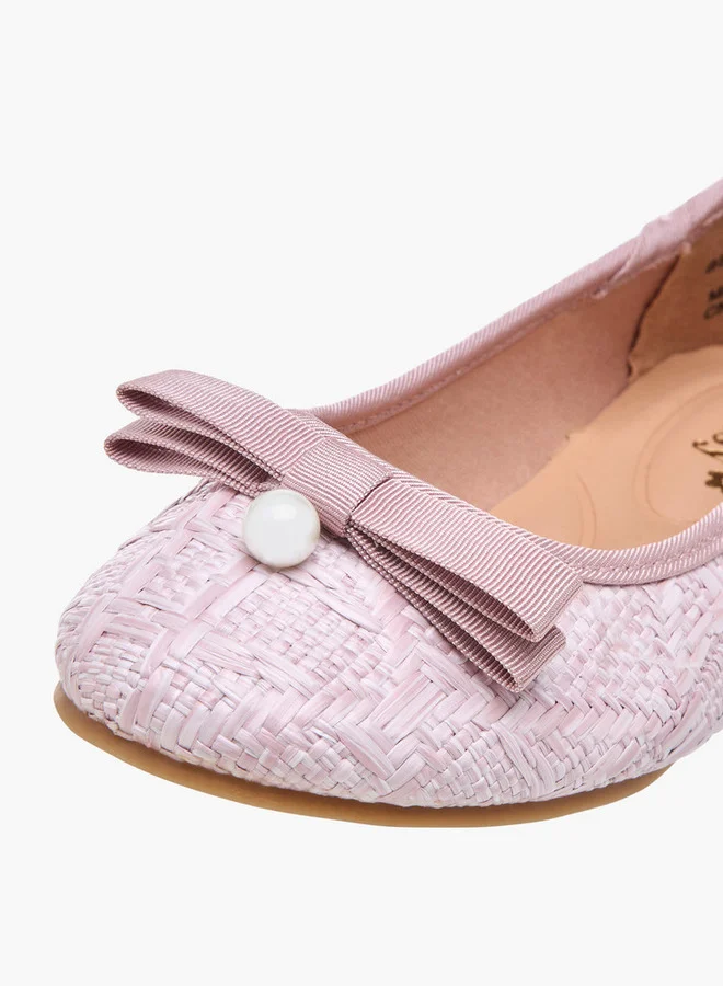 Little Missy Bow Applique Slip-On Ballerina Shoes